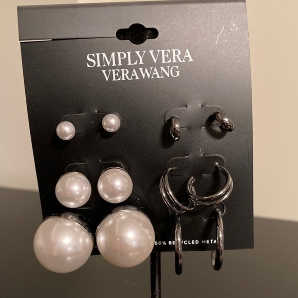 Simply Vera Vera Wang Pearl and Black Earring Collection